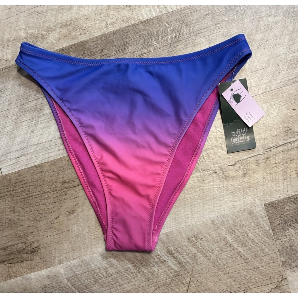 Wild Fable Bikini Swim Bottom High Leg Cheeky‎ Pink Purple Blue Women's XS